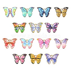 90Pcs 14 Styles Alloy Enamel Pendants, Butterfly Charms, Mixed Color, 15.5~16x22x1.5~2mm, Hole: 1.8~2x1.5~1.8mm, 90Pcs(ENAM-SZ0004-62)