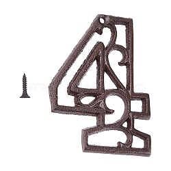 Iron Home Address Number, with Screw, Number, Num.4, 116x88x6mm, Hole: 5mm(IFIN-GF0001-02D)