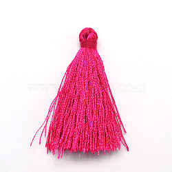 Polyester Tassel Pendant Decorations, Deep Pink, 37~43x5mm, about 200pcs/bag(FIND-L001-03)