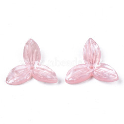 Opaque Acrylic Beads, 3-Petal Flower, Pink, 20x22x4mm, Hole: 1.4mm(SACR-S273-32C)