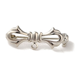 Brass Brooches Findings, Cadmium Free & Lead Free, Bowknot, Platinum, 10x28x1mm(KK-M285-34P)