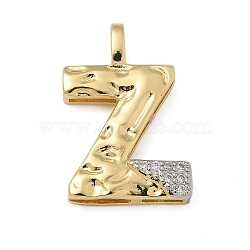 Brass Micro Pave Cubic Zirconia Pendants, Letter Charms, Real 18K Gold Plated, Letter Z, 27.5x18.5x4mm, Hole: 5x2.5mm(KK-B126-02G-Z)