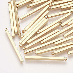Brass Bar Pendants, Rectangle, Real 18K Gold Plated, 30x2x2mm, Hole: 0.8mm(KK-S348-384C)