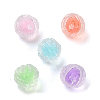 Transparent Acrylic Beads, Bead in Beads, Frosted, Mixed Color, 15.5x15x14.5mm, Hole: 2.5mm, about 270pcs/500g