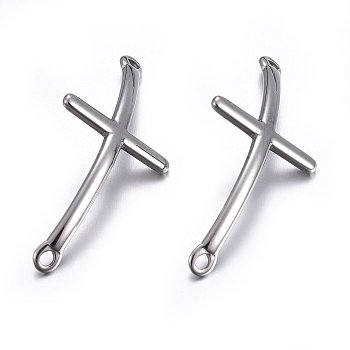 304 Stainless Steel Links connectors, Sideways Cross, Stainless Steel Color, 47~49x22x2.5mm, Hole: 2.5mm