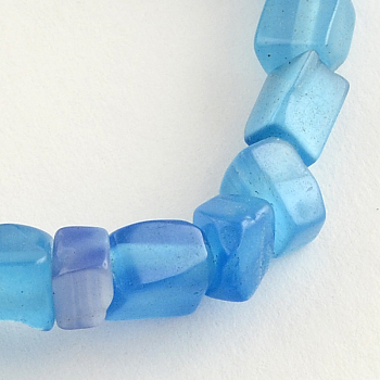 Cat Eye Glass Bead Strands, Chip, Light Sky Blue, 3~6x3~5x2~4mm, Hole: 1mm, about 512pcs/strand, 32.6 inch