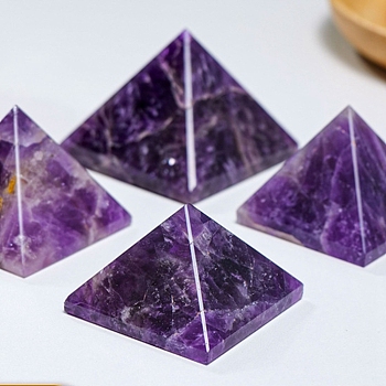 Orgonite Pyramid Natural Amethyst Energy Generators, for Home Office Desk Decoration, 40x40x40mm