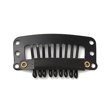 Iron Snap Wig Clips, 8 Teeth Comb Clips for Hair Extensions, Electrophoresis Black, 32x17x2mm