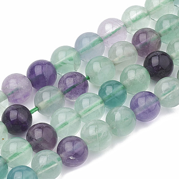 Natural Fluorite Beads Strands, Round, 4mm, Hole: 1mm, about 87~90pcs/strand, 15 inch