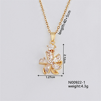 Elegant Vintage Windmill Brass Micro Pave Cubic Zirconia Pendant Necklaces, Cable Chains Necklaces for Women, 15.75 inch(400mm)