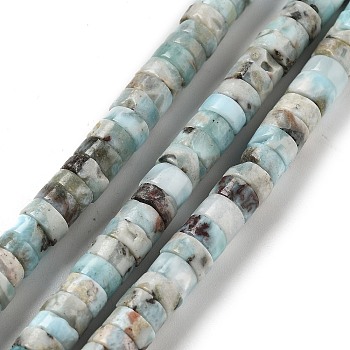 Natural Larimar Beads Strands, Disc, Heishi Beads, 7~7.5x3~4mm, Hole: 0.9mm, about 115pcs/strand, 15.79''(40.1cm)