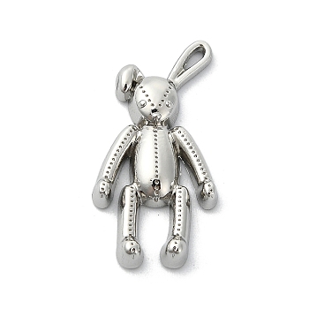 Rack Plating Alloy Pendants, Bear, Platinum, 29x15x4mm, Hole: 3x1mm