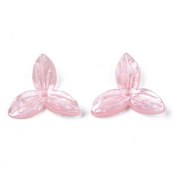Opaque Acrylic Beads, 3-Petal Flower, Pink, 20x22x4mm, Hole: 1.4mm