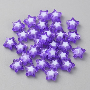 Transparent Acrylic Beads, Bead in Bead, Star, Mauve, 9x9.5x4mm, Hole: 2mm, about 30pcs/bag