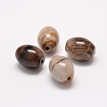 Natural Petrified Wood Beads, Oval, 17~18x14mm, Hole: 2mm