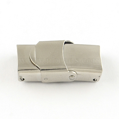 Smooth Surface 201 Stainless Steel Watch Band Clasps(STAS-R063-65)-1