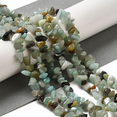 Natural Flower Amazonite Chips Beads Strands(G-M205-12-01)-7