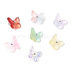 Glass Charms, Butterfly, with Platinum Tone Brass Loop & Glitter Powder, Gradient Color, Mixed Color, 10x11x6mm, Hole: 1.2mm(GLAA-G127-04)