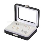 PU Imitation Leather Loose Diamond Storage Boxes with Clear Acrylic Hinged Lid & Beige Velvet Inside, Rectangle, Black, 9.2x7.3x2.6cm(AJEW-WH0817-035)
