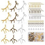 DIY Antler Shape Earring Making Kit, Including Alloy Big Pendants, Iron Earring Hooks, Plastic Ear Nuts, Mixed Color, 176Pcs/box(DIY-SZ0009-11)