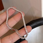 Brass Micro Pave Cubic Zirconia Rectangle Link Chain Bracelets for Women, Clear, 6-1/4 inch(16cm)(WG88E43-08)