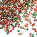 4 Colors 11/0 Christmas MIYUKI Round Rocailles Seed Beads, RR160 & RR173 & RR82 & RR254, Mixed Color, 2x1.3mm, Hole: 0.8mm, about 5500pcs/50g(SEED-X0058-18)