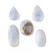 Natural Blue Lace Agate Pendants, Geometric Charms, Teardrop & Oval & Rectangle, Mixed Shapes, 38.5~56.5x23.5~31.5x6.5~10mm, Hole: 2~2.5mm(G-C054-04)