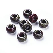 Natural Dragon Bloodstone Beads, Rondelle, 14x8mm, Hole: 6mm(G-K290-07)