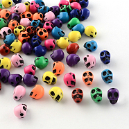 Opaque Acrylic Beads, Skull, Mixed Color, 10x8x9mm, Hole: 2mm, about 1200pcs/500g(SACR-S747-M)