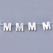 Sea Shell Beads, Top Drilled Beads, Letter, Letter.M, 10x9x3mm, Hole: 0.8mm(X-SHEL-T012-60M)