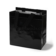 Non-Woven Reusable Folding Gift Bags with Handle, Portable Waterproof Shopping Bag for Gift Wrapping, Rectangle, Black, 11x21.5x22.5cm, Fold: 28x21.5x0.1cm(ABAG-F009-A03)