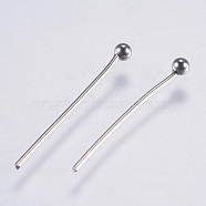 304 Stainless Steel Ball Head Pins, Stainless Steel Color, 19~21x0.5mm, 24 Gauge, Head: 2mm(STAS-F146-02P-21mm)