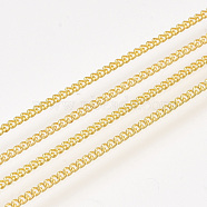 Iron Curb Chains, with Spool, Soldered, Golden, 1.6x1.2x0.3mm, about 100yard/roll(CH-S131-01G)