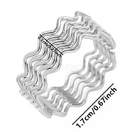 Fashionable Minimalist 304 Stainless Steel Wave Wide Band Rings for Women(ED9860-1)