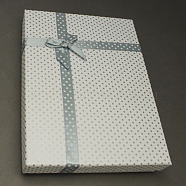 Jewelry Cardboard Boxes with Bowknot and Sponge Inside, Rectangle, Gray, 160x120x30mm, Inner size: 155x115mm(CBOX-R022-9)