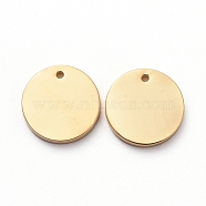 Vacuum Plating 304 Stainless Steel Stamping Blank Tag Charms, Manual Polishing, Flat Round, Golden, 8x1mm, Hole: 0.7mm(STAS-G215-11G)