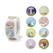 8 Patterns Easter Theme Self Adhesive Paper Sticker Rolls, with Rabbit Pattern, Round Sticker Labels, Gift Tag Stickers, Mixed Color, Rabbit Pattern, 25x0.1mm, 500pcs/roll(DIY-C060-03D)