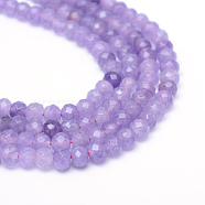 Faceted Rondelle Dyed Natural White Jade Bead Strands, Medium Purple, 8~9x5~6mm, Hole: 1mm, about 70pcs/strand, 14.5 inch(X-G-R343-6x8-03)