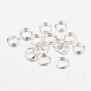 Brass Split Rings, Double Loops Jump Rings, Nickel Free, Silver Color Plated, 5x1.2mm, about 3.8mm inner diameter(JRDC5MM-NFS)