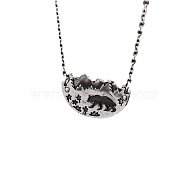 Mountain Bear Pendant Necklace with Iron Chain for Men, Platinum, 23.62 inch(60cm)(PW-WG5A273-01)