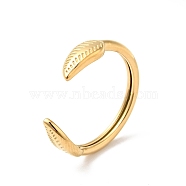 Ion Plating(IP) 304 Stainless Steel Leaf Open Cuff Ring for Women, Golden, US Size 7 3/4(17.9mm)(RJEW-I085-21G)