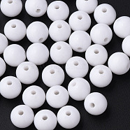 Opaque Acrylic Beads, Round, White, 10x9mm, Hole: 2mm, about 940pcs/500g(MACR-S370-C10mm-01)