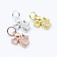 Brass Micro Pave Cubic Zirconia Charms, Angel, Lead Free & Nickel Free & Cadmium Free, Mixed Color, 12x9.5x2mm, Hole: 3.5mm(KK-P133-03-NR)