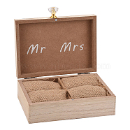 Gorgecraft Rectangle Wooden Wedding Double Ring Box, with Burlap Pillow Lining, BurlyWood, 15.3x13.2x5.1cm(OBOX-GF0001-09)