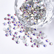 Glass Flat Back Rhinestone Cabochons, Back Plated, Faceted Half Round, Crystal AB, SS12, 3~3.2x1.5mm, about 1440pcs/bag(RGLA-S002-12SS-15)