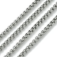 304 Stainless Steel Box Chains, Unwelded, Stainless Steel Color, 4x4mm(CHS-K001-37C)