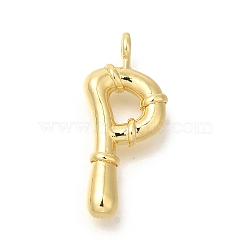 Rack Plating Brass Pendants, Cadmium Free & Lead Free, Letter A~Z Charms, Letter P, 23.5x10.5x4mm, Hole, 2mm(KK-I722-08G-P)