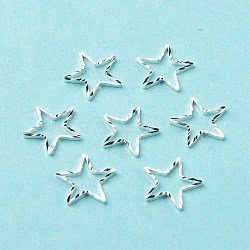 Brass Linking Rings, Long-Lasting Plated, Cadmium Free & Lead Free, Star, 925 Sterling Silver Plated, 9.5x10x1mm, Inner Diameter: 7x7mm(KK-F831-006B-S-RS)
