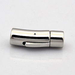Column 304 Stainless Steel Bayonet Clasps, Stainless Steel Color, 28x12mm, Hole: 8mm(STAS-N014-31-8mm)