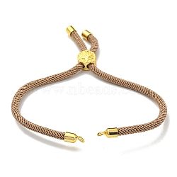 Nylon Cords Bracelet Makings Fit for Connector Charms, with Golden Brass Tree Slider Beads, Long-Lasting Plated, Tan, 8-5/8 inch(22cm), Hole: 1.9mm(AJEW-P116-01G-14)